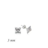 pilelistore Gümüş Kare Tek Taş Zirkon 3 mm Küpe