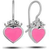 Pilelistore Gümüş Pembe Kalp Sallantılı Çocuk Küpe