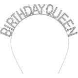 Pilelistore Gümüş Renk Kristal Taşlı Parlak Birthday Queen Yazılı Kraliçe Taç 16X17 cm