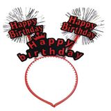 pilelistore Happy Birthday Yazılı Püsküllü Neon Kırmızı Renk Doğum Günü Tacı 22x19 cm
