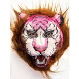 pilelistore Kahverengi Saçlı Pembe Yüz Kurt Maske Kaplan Maske Mega Peluş 26 No