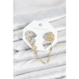 Pilelistore Kiraz Model Pirinç Gold Renk Zincir Bağlantılı Ear Cuff Küpe Seti - Tj-Bkp11549
