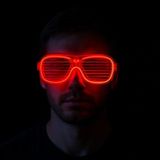 pilelistore Kırmızı Led Işıklı Parti Gözlüğü - Neon Glow Şerit Gözlük 3 Modlu
