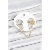 Pilelistore Kutup Yıldızı Model Pirinç Gold Renk Zincir Bağlantılı Ear Cuff Küpe Seti - Tj-Bkp11550