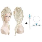 pilelistore Örgülü Karlar Ülkesi Frozen Elsa Peruğu Tacı ve Sopası Çocuk Boy