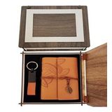 Pilelistore Özel Ahşap Kutulu Taba Deri Defter ve Anahtarlık Set