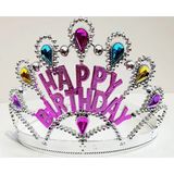 pilelistore Parti Aksesuar Gümüş Renk Happy Birthday Yazılı Doğum Günü Tacı 60 cm