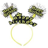 pilelistore Parti Happy Birthday Püsküllü Neon Sarı Renk Doğum Günü Tacı 22x19 cm