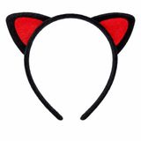 pilelistore Peluş Kedi Kulak Taç Kırmızı Siyah – Çocuk Parti & Kostüm Tacı
