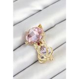 Pilelistore Pembe Zirkon Taşlı Kap Detaylı Kedi Figürlü Gold Renk Kadın Broş - Tj-Br447