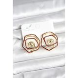 Pilelistore Pirinç Gold Renk Bordo Mineli Geometrik Gül Model Kadın Küpe - Tj-Bkp11374