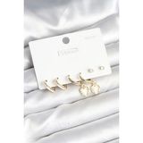 pilelistore Pirinç Gold Renk Kalp Detaylı 925 Ayar Gümüş Çivili Kadın Küpe Seti - TJ-BKP11258