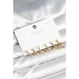 pilelistore Pirinç Gold Renk Kalp Yıldız ve Halka Model 925 Ayar Gümüş Çivili Kadın Küpe Seti - TJ-B