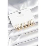 pilelistore Pirinç Gold Renk Kemik Halka Model 925 Ayar Gümüş Çivili Kadın Küpe Seti - TJ-BKP11261