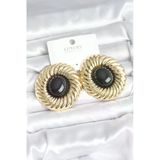 Pilelistore Pirinç Gold Renk Siyah Boncuklu Vintage Kadın Küpe - Tj-Bkp11388