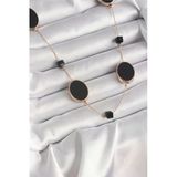 Pilelistore Pirinç Gold Renk Siyah Renk Oval Siyah Küp Detay Kadın Kolye - Tj-Bko9625