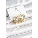 pilelistore Pirinç Gold Renk Taşlı Halka Kadın Küpe - TJ-BKP11238