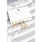 pilelistore Pirinç Gold Renk Yıldız Model 925 Gümüş Çivili Kadın Küpe Seti - TJ-BKP11256