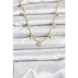 pilelistore Pirinç Gold Renk Zirkon Taşlı Deniz Kabuğu Model Kadın Kolye - TJ-BKO10646