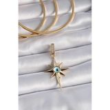 pilelistore Pirinç Gold Renk Zirkon Taşlı Kutup Yıldızı Nazar Boncuk Detay Ajda Charm - TJ-BC1006
