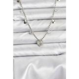 pilelistore Pirinç Gümüş Renk Kalp Model Kadın Kolye - TJ-BKO10653