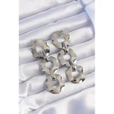 pilelistore Pirinç Gümüş Renk Oval Ayna Model Sallantılı Küpe - TJ-BKP9251