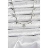 pilelistore Pirinç Gümüş Renk Zirkon Taşlı Deniz Kabuğu Model Kadın Kolye - TJ-BKO10656