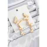 pilelistore Pirinç Sedef Sallantılı Mermer Desenli Kelebek Model Gold Renk Vintage Kadın Küpe - TJ-B