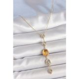 Pilelistore Pirinç Zincir Kehribar Sarı Gold Renk Zirkon Taşlı Y Kolye - Tj-Bko10230