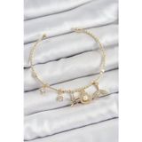 pilelistore Pirinç Zirkon Taşlı İstiridye Ve Deniz Yıldızı Model Gold Renk Charm Bileklik - TJ-BB735