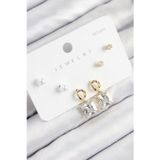 pilelistore Pirinç Zirkon Taşlı Sallantılı Kare Model Gold Renk 925 Ayar Gümüş Çivi Kadın Küpe Set -