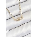 pilelistore Pirinç Zirkon Taşlı Tifany Model Ezme Zincir Gold Renk Kadın Kolye - TJ-BKO10393