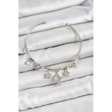 Pilelistore Pirinç Zirkon Taşlı Yıldız Model Gümüş Renk Charm Bileklik - Tj-Bb7347