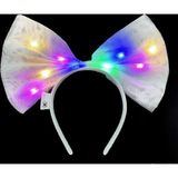pilelistore Rengarenk Led Işıklı Fiyonk Şekilli Tül Parti Tacı Beyaz Renk 25x25 cm