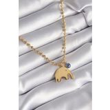 pilelistore TJ-BKO8 316L Çelik Gold Renk Top Zincir Model Fil Figür Nazar Boncuk Detay Kadın Kolye