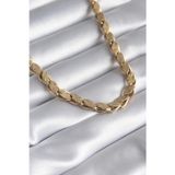 pilelistore TJ-BKO8285 316L Çelik Gold Renk Lazer Kesim Arpa Zincir Model Kadın Kolye