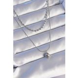 pilelistore TJ-BKO8881 316L Çelik Çift Zincirli Gümüş Renk Topçuk Model Kolye