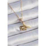 pilelistore TJ-BKO9314 316L Çelik Gold Renk Kalp Detay Mektup Figür Charm Model Kadın Kolye