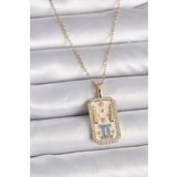 pilelistore TJ-BKO9468 316L Çelik Gold Renk Zincir İkizler Burcu Zirkon Taşlı Kadın Kolye
