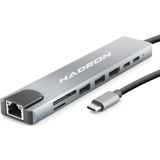 pilelistore Type-C Combo Hub Hdmi 4K Usb 3.0 Lan Kart Okuyucu 8 Port - Gri HDX7841
