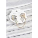 Pilelistore Yıldız Model Pirinç Gold Renk Zincir Bağlantılı Ear Cuff Küpe Seti - Tj-Bkp11545