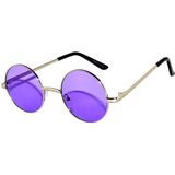 pilelistore Yuvarlak Cam John Lennon Tarzı Gümüş Çerçeveli Mor Gözlük