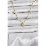 pilelistore Zirkon Taşlı Kutup Yıldızı Model Pirinç Gold Renk Kadın Kolye - TJ-BKO10648