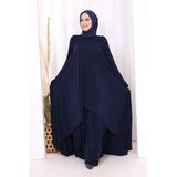 Pilise Detaylı Uzun Tunik Ve Pantolon İkili Takım 8575 Lacivert