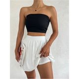 Piliseli Şortlu Etek - Beyaz - XS