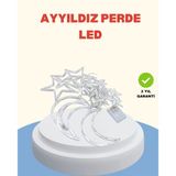 Pilli Çalışan Yıldız Ay Perde Led Işık 2 Modlu Dekorasyon Mir13125876