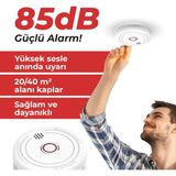 Pilli Duman Dedektörü 85 Desibel 9V Pil Hediyeli - Beyaz