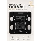 PİLLİ Fluvera Bluetooth Akıllı Baskül Vücut Yağ Su Kas Vücut Kitle Endeksi Analizli Dijital Tartı 180 kg 50 gr Hassasiyet Bmı Yağ Su Kas Ölçer - Siyah