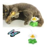 Pilli Hareketli Dönen Kelebek Kedi Oyuncağı Catch Butterfly - yeşil - Çok Renkli
