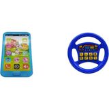 Pilli Işıklı Sesli Akıllı Oyuncak Telefon + Pilli Türkçe Konuşan Kırmızı Direksiyon Oyuncak 2ın1